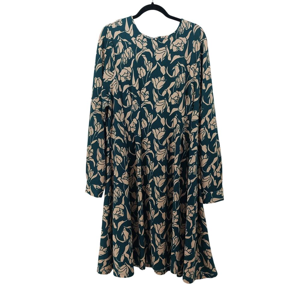 Leota Womens Dress Beige Green Career 2x Made in China